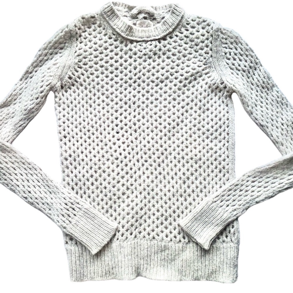 Aritzia Wilfred Open Knit Crochet Sweater white wool alpaca blend xs